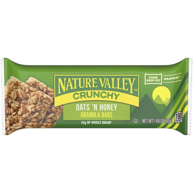 Nature Valley Oats ’n Honey — Crunchy granola bars · 1.49 oz two-bar pack